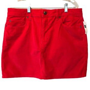 Gap Red Corduroy Casual Stretch Mini Skirt 5 pockets Zip Closure Size 14 / 32
